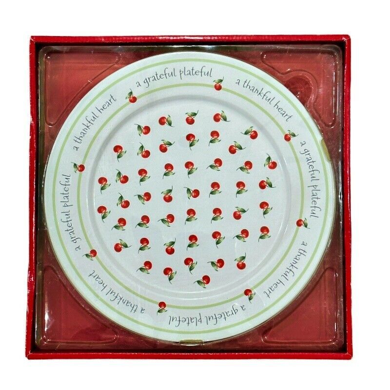 Hallmark Appreciation Platter Plate Grateful Thankful Cherries 12 Inch NEW - $14.39