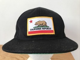 California Republic State Flag Patch LOGA Black Fabric Baseball Cap Hat Snapback - £29.10 GBP