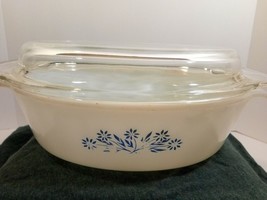 Vintage Fire King/Anchor Hocking 1960 Blue Cornflowers 433 Oval Handled ... - £19.46 GBP