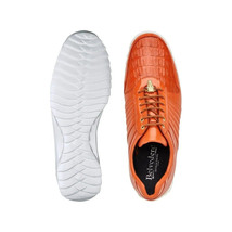 Mens Belvedere Genuine Hornback Caiman Crocodile, Soft Calf Astor Orange  33599 image 6