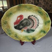 Turkey Serving Platter Plate Thanksgiving 14x18" ITALY Leaf MCM Holiday ... - $59.39
