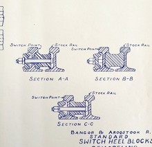 1963 Railroad Bangor Aroostook Switch Heel Block Blind Bolt Blueprint F3... - $84.36