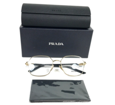 Prada Eyeglasses Frames VPR55Y ZVN-1O1 Black Gold Hexagonal Wire Rim 53-17-135 - £132.96 GBP