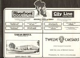 City Line Riverfront Tatras Hotel Twelve Caesars Placemat 1981 Philadelphia - $17.82