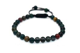 Natural Indian Bloodstone 6x6 mm Beads Thread Bracelet ATB-35 - £9.40 GBP