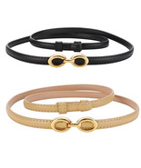 Thin Leather Belt for Women Dresses Ladies Skinny Waist Belt Fashion Gold Buckle - $12.99