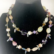 Chico&#39;s Purple Gemstone Long necklace 38&#39;&#39; - £19.46 GBP
