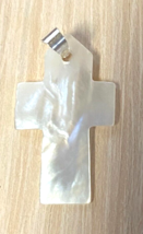 Mother of Pearl  1.00&quot;  Small Cross Pendant, New Jerusalem #7 - $10.88