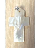 Mother of Pearl  1.00&quot;  Small Cross Pendant, New Jerusalem #7 - £8.50 GBP