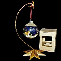 1981 Hallmark Keepsake Christmas in the Forest Glass Ornament Raccoon Bunnies - £35.16 GBP