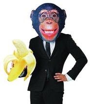 Chimp Mask Monkey Adult Animal Realistic Funny Halloween Costume Party SEW70149 - £26.73 GBP