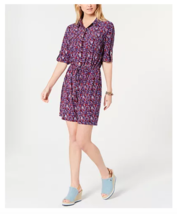 Tommy Hilfiger Romper L Button Blouson Fit Blue Florals Tab Sleeves New - $49.99