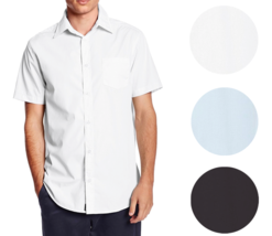 Berlioni Italy Men&#39;s Premium Classic Button Down Short Sleeve Solid Dres... - £19.90 GBP