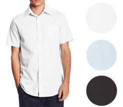 Berlioni Italy Men&#39;s Premium Classic Button Down Short Sleeve Solid Dress Shirt - £20.13 GBP