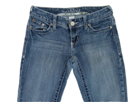 Maurices Straight Leg Womens 28&quot;W x 31&quot;L Denim Blue Distressed Jeans Low-Rise Sz - £8.94 GBP