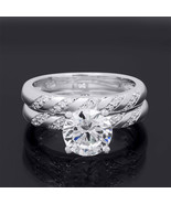1.25 Carat Round Cut Wedding Band Engagement Ring Set Sterling Silver Si... - €49,73 EUR