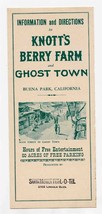  Knott&#39;s Berry Farm and Ghost Town Brochure Buena Park CA 1950&#39;s Pre Dis... - $27.72