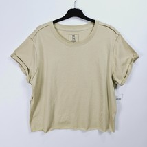 Free People Short Sleeve Crop T-Shirt Beige Size XL NEW - £11.84 GBP