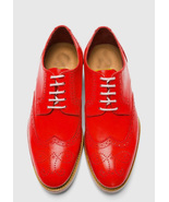 New Men Handmade Red Wing Tip Brogue Decent Lace Up Shoes - $159.00