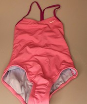 NIKE Skinny Strap Racerback Lotus Pink 1pc Piece Swim Suit Girls Medium ... - $22.76