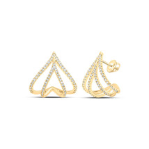 10kt Yellow Gold Womens Round Diamond Lobe Half Hoop Earrings 1/2 Cttw - £580.17 GBP