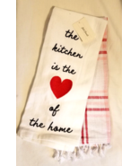 25”x15” 2 Pk Dish Towel Set The Kitchen Is The Heart of The Home Red Whi... - £7.98 GBP