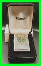 Rare Enamel Luck Of The Irish Badge Zippo Lighter w/ Black Velvet Zippo ... - $197.99