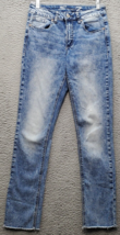 Seven7 Jeans Womens Size 6 Blue Denim Slim Fit Straight Leg Flat Front Raw Hem - $23.05