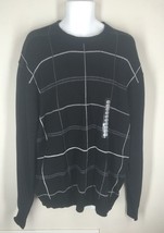 NEW Oscar de la Renta Black Crewneck Sweater Drop Needle Checkered XXL 2XL $65 - £17.87 GBP