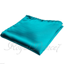 Green Turquoise Solid Handkerchief Pocket Square Hanky Wedding Prom - £4.21 GBP