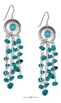 Sterling Silver Simulated Turquoise Concho Earrings with Nugget Dangles - £44.72 GBP+