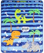 Everyday Kids Dinosaur Toddler Boy&#39;s Soft Striped Dino Blanket Throw, 30... - $14.84