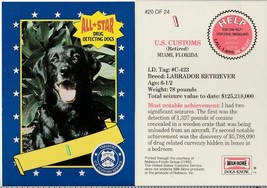 1992 All Star Drug Detecting Dogs # 20 I Non-Sports Card - £1.35 GBP