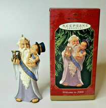 1999 Hallmark Ornament Welcome to 2000 Father Time Baby Hour Glass U119/6829 - £11.95 GBP