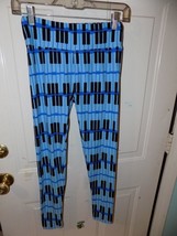 Lularoe One Size Leggings Unicorn Blue Black Piano Keys Euc - £15.49 GBP