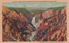 Grand Canyon Artist Point Yellowstone National Park 1951 Ardmore OK Postcard B21 - £2.25 GBP