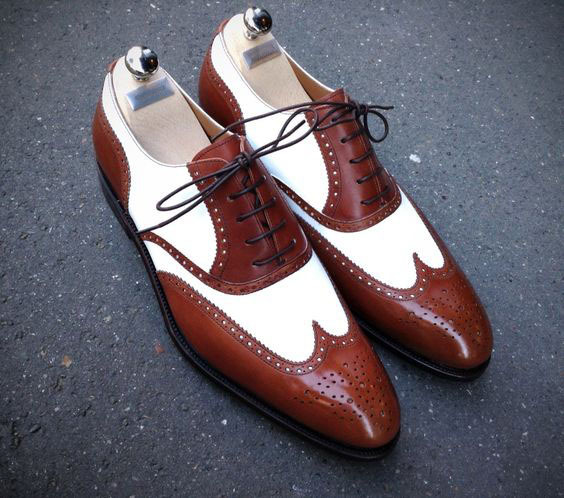 Italian Design Multi Color Full Brogue Wingtip Balmoral Original Leather Shoes