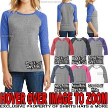 Ladies Raglan Tri Blend Baseball T-Shirt 3/4 Sleeve Plain Womens S-XL 2X, 3X, 4X - £13.82 GBP+