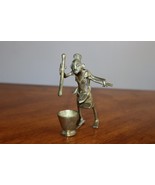Vintage Brass Tribal AFRICAN WOMAN With Child Statue Cooking Stirring 5&quot; - $302.21 MXN