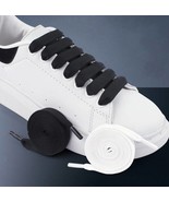 Thick Flat 12mm Wide Shoelaces Solid Color Strings Black White - €7,30 EUR