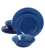 Studio California Mauna 12-Piece Dinnerware Set in Cobalt Blue Crackle L... - $1,285.77 MXN