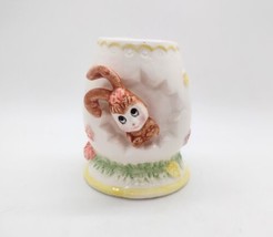 Vintage UCGC Taiwan Porcelain Egg Vase Hatching Bunny Rabbit Easter Handpainted  - £7.43 GBP