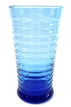 Libbey Cobalt Blue Ribbed Glass Tumbler W/Makers Mark 16 Oz 6.5&quot; x 3.25&quot; - $14.95