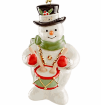 Lenox 2019 Snowman Figurine Ornament Annual Snowy Beat Drum Frosty Christmas NEW - £15.99 GBP
