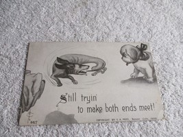 Still tryin to make both ends meet 1909 Dog pet Humor Postcard Posted - £27.08 GBP