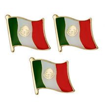 3 Mexico Flag Pins 0.5&quot; Metal Lapel Pin Mexican Pride Hat Tie Tack Lot Set New - £7.53 GBP