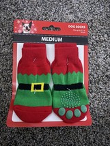 SimplyDog Dog Socks Size Medium Red &amp; Green Fits Up To 5.5” 14cm - £4.67 GBP