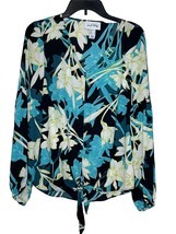 Joseph Ribkoff Women Blouse Style 212239 Floral Tie-Front V-Neck Long Sleeves 4 - £23.35 GBP