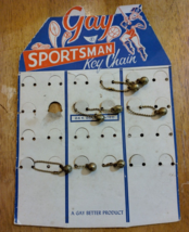 1950&#39;s Gay Sportsman 24K Gold Plated Baseball 8 Piece Key Chain Display - £24.46 GBP