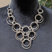 Women Fashion Silver Sterling Multi Circle Link Collar Necklace w/ Lobst... - £21.02 GBP